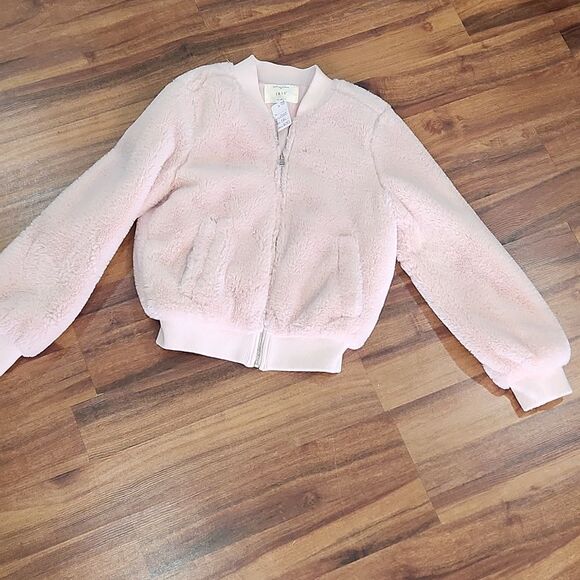 EUC Faux Fur Powder Pink Bomber Jacket - Picture 1 of 7